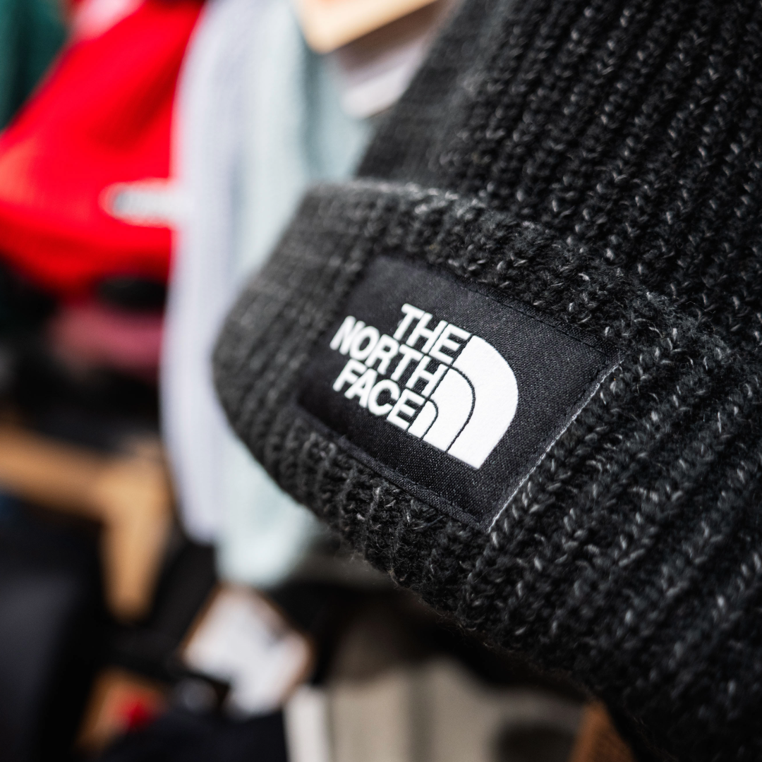 Knit beanie with brand patch